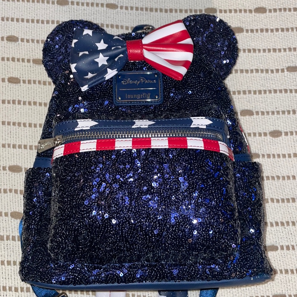Disney Loungefly Minnie Mouse Stars and Stripes Americana Patriotic Backpack